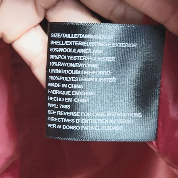 MICHAEL KORS Womens Pea Coat Wool Blend Double Breasted Red Sz Large - Picture 6 of 9